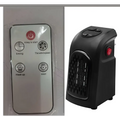 Black compact ceramic heating fan heater with red power button and control panel on top for efficient heating