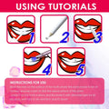White pencil-like applicator with pointed tip for resin application in complete tooth gem kit for tooth decoration