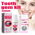 Complete tooth gem kit with adhesive and light in pink and white includes tooth decoration tools and sparkling gemstones