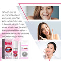 Complete tooth gem kit with adhesive featuring pink and white box with red lips design and blue gemstones for tooth decoration