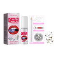 Pink and white tooth gem kit by jaysuing with adhesive and tools for complete tooth gem decoration application