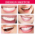 Clear sparkling rhinestone tooth gems in a complete tooth gem kit with adhesive and light for cosmetic tooth decoration