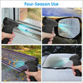 Black handheld compressed air duster with ergonomic textured grip and built-in led light for easy handling and cleaning