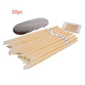 Set of 30pc beige nail art brushes with silver ferrules and metal caps for coning beewax natural ear candle ear healthy care