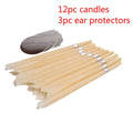 Twelve cream-colored coning beewax natural ear candles with silver bands for ear healthy care and wax removal