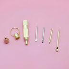 Gold-colored metal ear cleaning tool set with various precision tips and textured handle for coning beewax natural ear candle ear healthy care