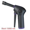 Black cordless air duster and handheld vacuum cleaner with purple accents and brush attachment for dust removal