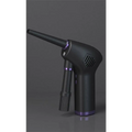 Black cordless air duster and handheld vacuum cleaner with purple accents and brush attachment for versatile cleaning