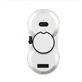 White cordless robot window cleaner with microfiber pads and black accents around power button and sensor area