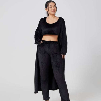 Cozy Pajama Set, 3 Piece Lounge Set, Cute Loungewear, Warm Suit Sets, Matching Set, Lounge Set, 3 Piece Pant Sets, Women Winter Dress - Royalessencelux