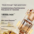 Gold-colored multifunctional baby cooking machine with transparent case, 6-blade knife, breakthrough motor, and digital display
