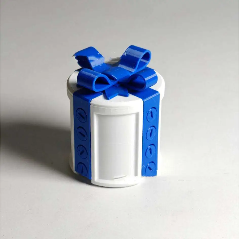 White lego valentine day gift box with creative bowknot pink and blue ribbon bow detail