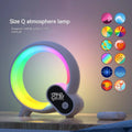 Creative q light modern q-shaped atmosphere lamp with colorful led ring and display showing time and temperature