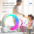 White circular creative q light analog sunrise alarm clock with colorful atmosphere and rainbow led bluetooth speaker design