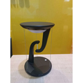 Black modern smart wireless phone charger suspension lamp with sleek curved base and circular top plate