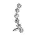 Silver rhinestone ear cuff with crystal butterfly flower design featuring a curved climber shape and sparkling accents