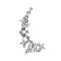 Silver rhinestone ear cuff adorned with sparkling clear crystals and delicate crystal butterfly flower design