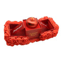 Red apple-shaped candle in an elegant gift box with rose petals complements crystal pendant necklace for everlasting love
