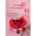 Red foam rose-shaped elegant gift box with glossy red ornaments for crystal pendant necklace symbolizing everlasting love