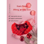 Red foam rose-shaped elegant gift box with glossy red ornaments for crystal pendant necklace symbolizing everlasting love