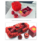 Red rose-themed elegant gift box featuring a crystal pendant necklace with glossy apple and rose ornaments symbolizing everlasting love