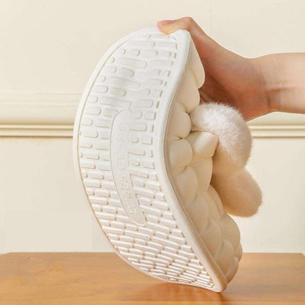 Cute Rabbit Shoes Winter Fuzzy Slippers Women Detachable Washable House Shoes - Royalessencelux