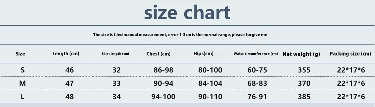 Size chart for silver chainmail stretch fishnet rhinestone tight suit showing measurements in centimeters for sizes s, m, and l.