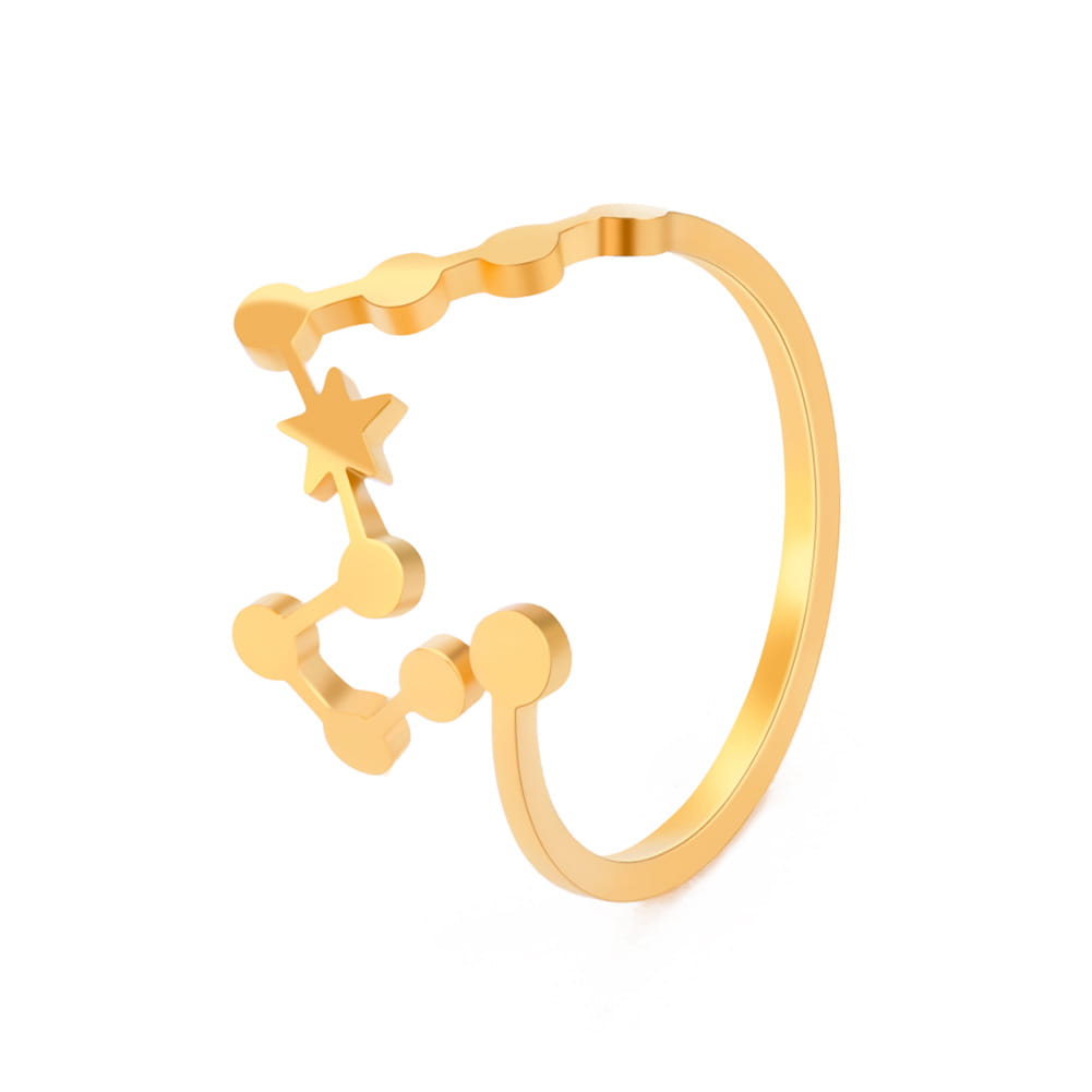 gold-colored personalized stainless steel constellation ring with sleek minimalist design