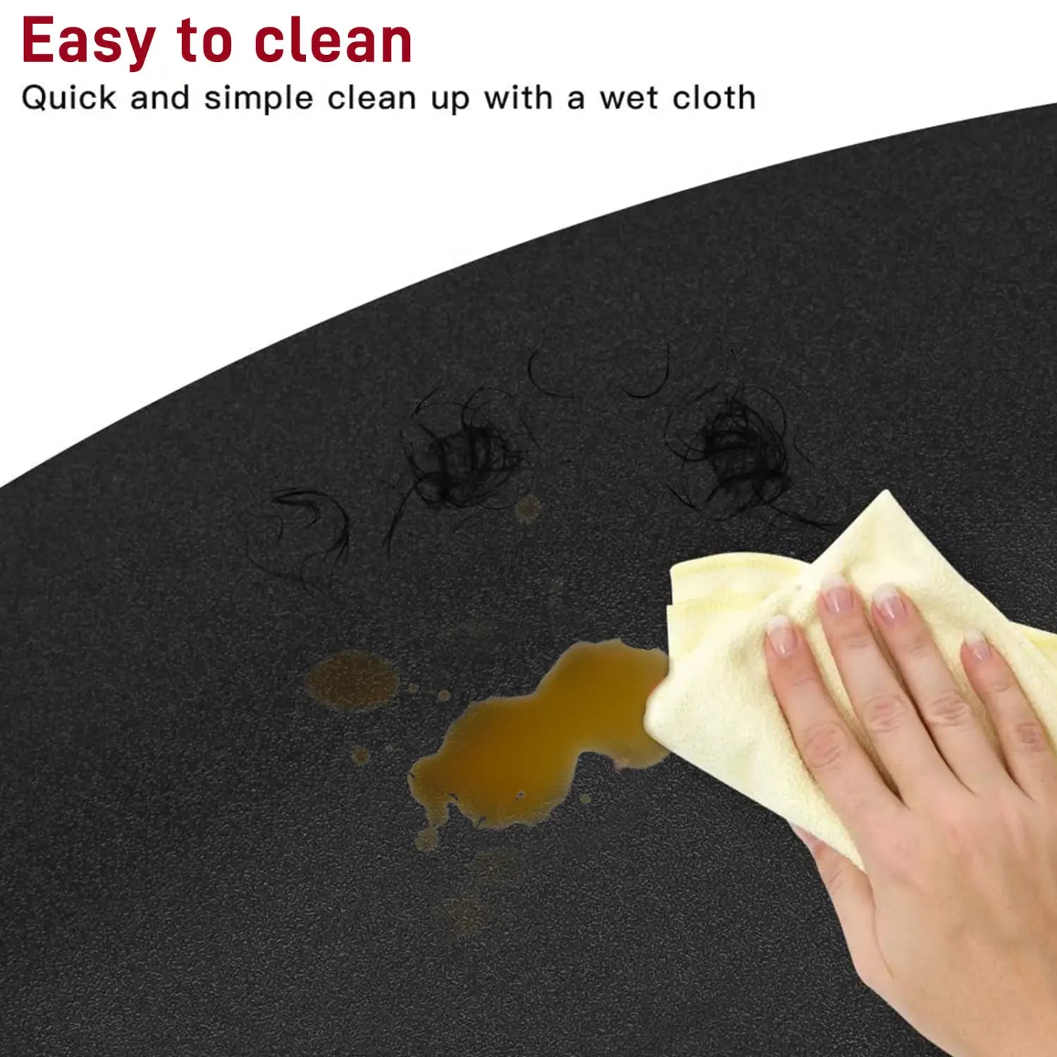 black textured outer circle salon mat designed for comfort and durability in salon settings