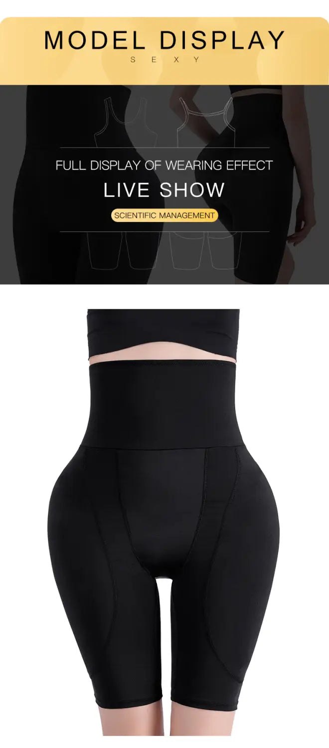 Black high waist body shaper leggings with a smooth, form-fitting design for tummy control and fat burning high performance.