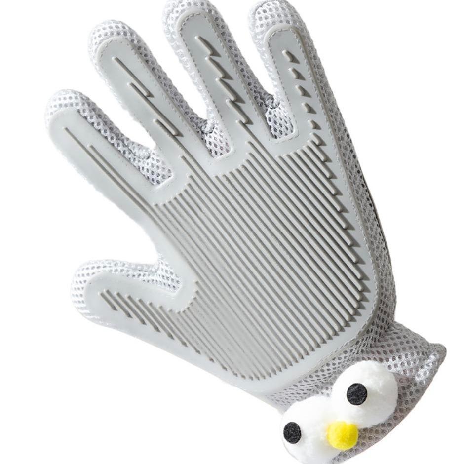 2-in-1 double-sided pet grooming glove for cats and dogs – Gray
