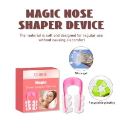 pink silicone nose shaping device for correction nose contour presented in a pink box with recyclable plastic components for contour nose bridge enhancement