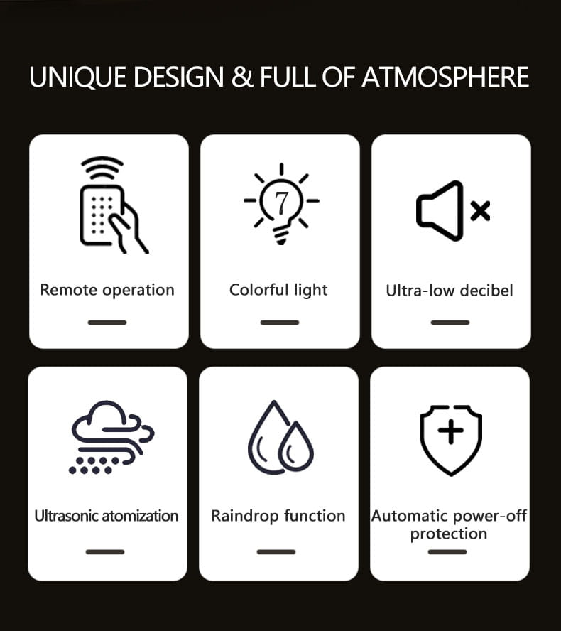 a sleek modern humidifier water drip aroma diffuser with ultrasonic atomization, colorful lighting, and remote operation for clean indoor air in the products rain cloud series