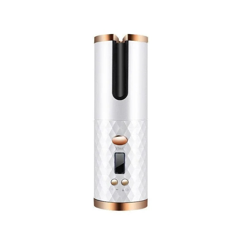 Cordless Automatic Rotating Curling Iron - Ceramic Wireless Hair Curler with LCD Display