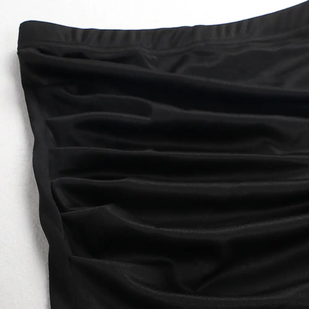 black velvet skirt with gathered waistband and soft flowing pleats from rhinestone sling backless set two colors