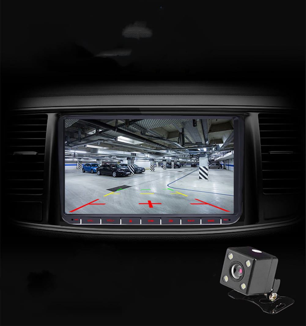 black square rearview camera with mounting bracket shown from the back side designed for car white variable case android GPS navigation and variable case mp5 systems