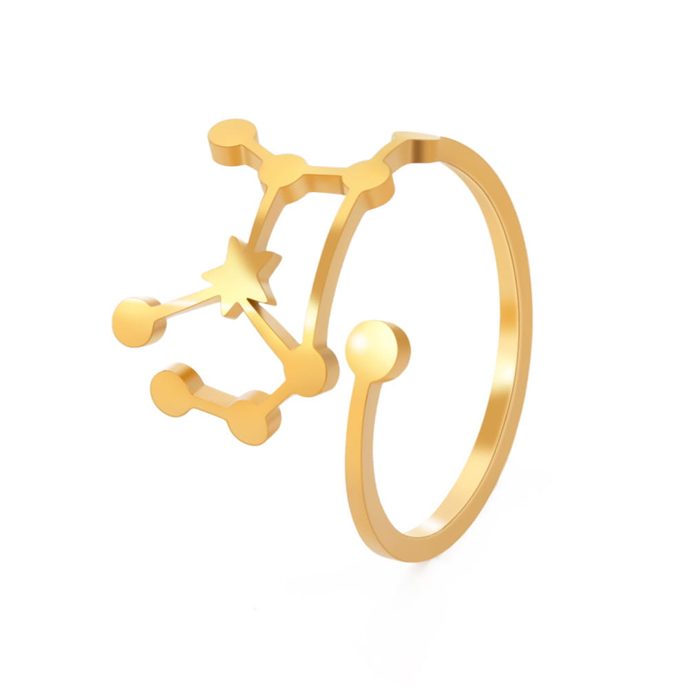 gold-colored personalized stainless steel constellation ring with a sleek minimalist design