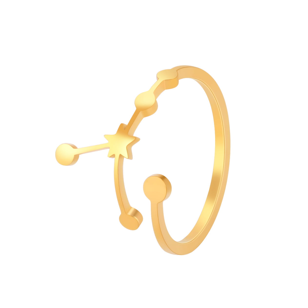 Gold-colored adjustable personalized stainless steel constellation ring featuring a star design with smooth rounded edges
