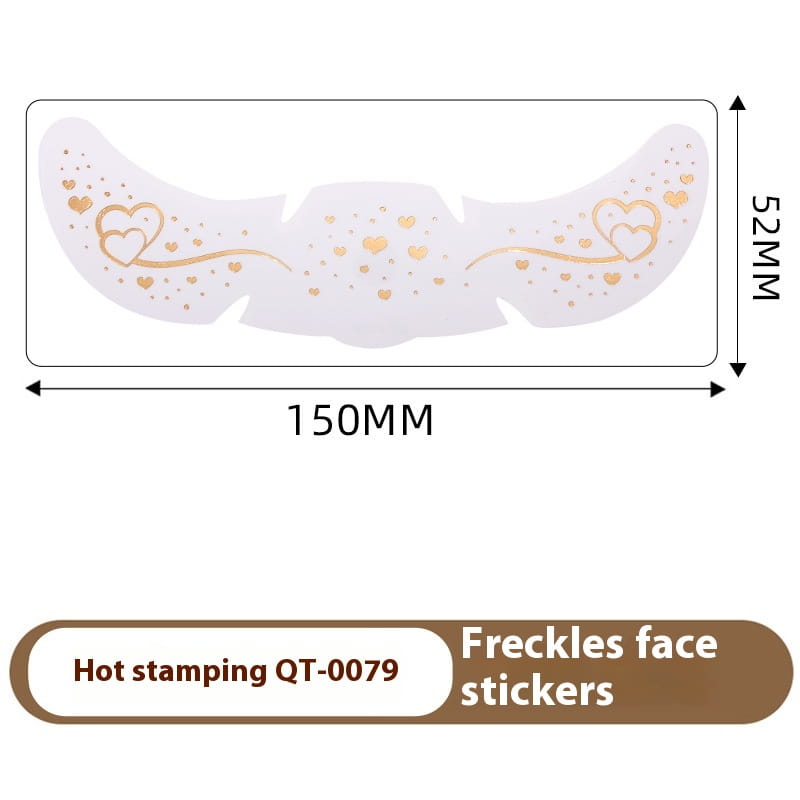 White freckles face stickers featuring gold hot stamped heart and dot designs with silver stamping detail ideal for freckle tattoo application.