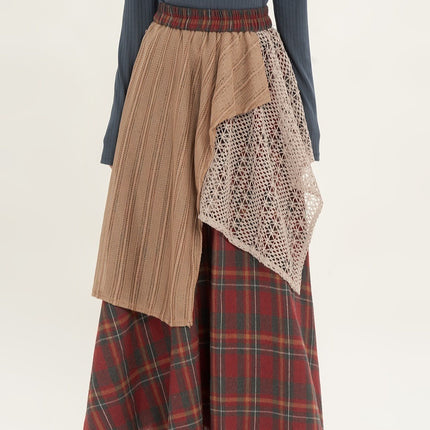 Retro Minority Irregular Plaid A- Line Skirt Women - Royalessencelux