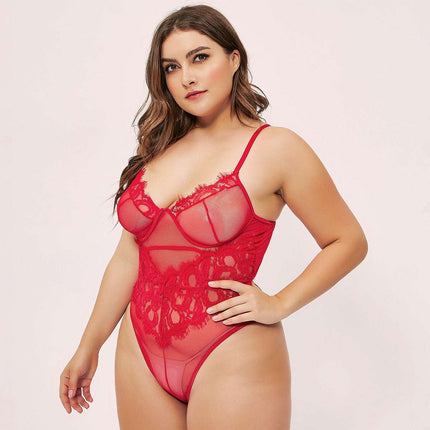 Deep V lace lace mesh bodysuit - Royalessencelux