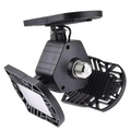 Black deformable lamp garage light with adjustable panels solar-powered led dual flexible arm design