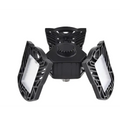 Black plastic deformable lamp garage light with three adjustable panels for customizable ceiling lighting