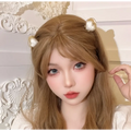 Delicate gold diamond heart-shaped hair clips with love pearl centers and beaded edges for elegant styling