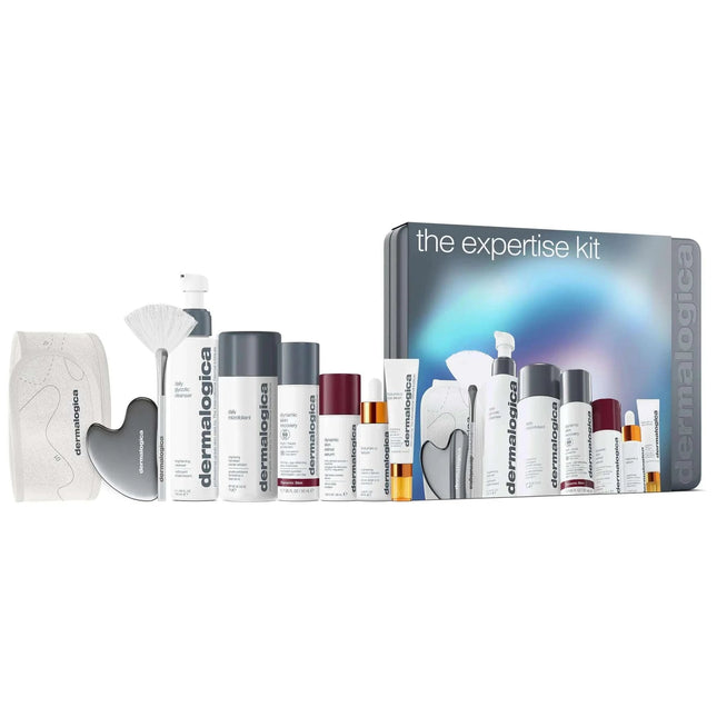 Dermalogica Expertise Kit Holiday Gift Skincare Set Contains 6 Pieces of Full Size Products with Gua Sha Fan Brush and Head Band - Royalessencelux