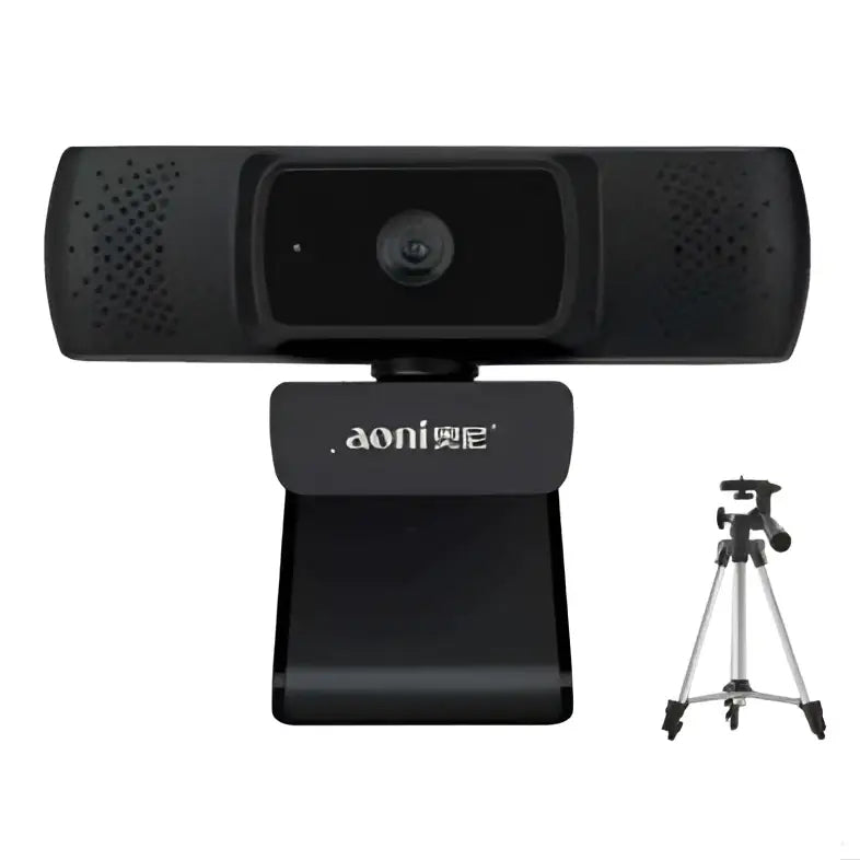 Black aoni desktop computer teaching camera with built-in speakers and adjustable stand in sleek rectangular design