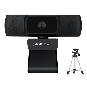 Black aoni desktop computer teaching camera with built-in speakers and adjustable stand in sleek rectangular design