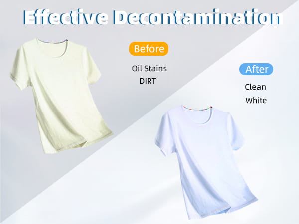 a clean white cotton t-shirt with a simple round neckline displayed alongside a portable white mini underwear washing machine designed for efficient mini underwear washing.