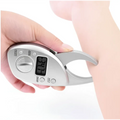 Silver digital body fat caliper with sleek ergonomic design and lcd display measuring wrist circumference