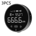 Black digital lcd electronic measuring ruler with circular design and silver accents for precise electronic measuring